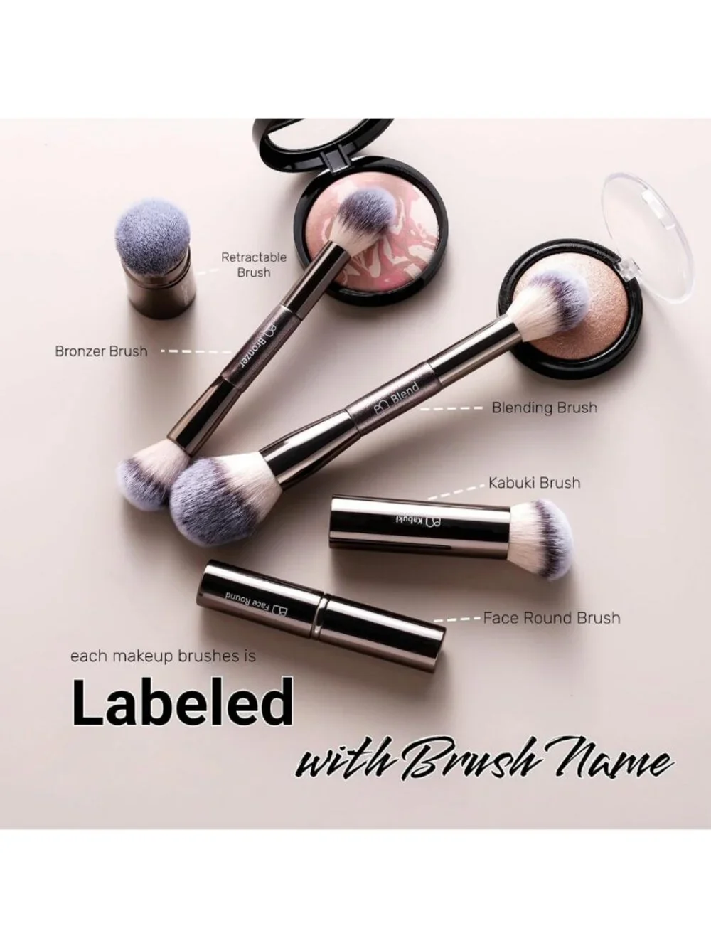 20PCS Professional Makeup Brush Set with Travel Case - Synthetic Brushes for